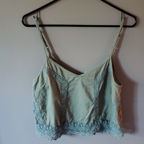 La Hearts Tops - L.A. Hearts Army Green Lace Crop Top Tank Top